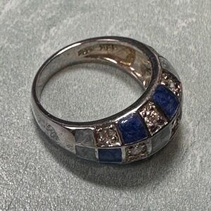 Ross Simons Elegant Silver and Blue Square Design Women's Ring